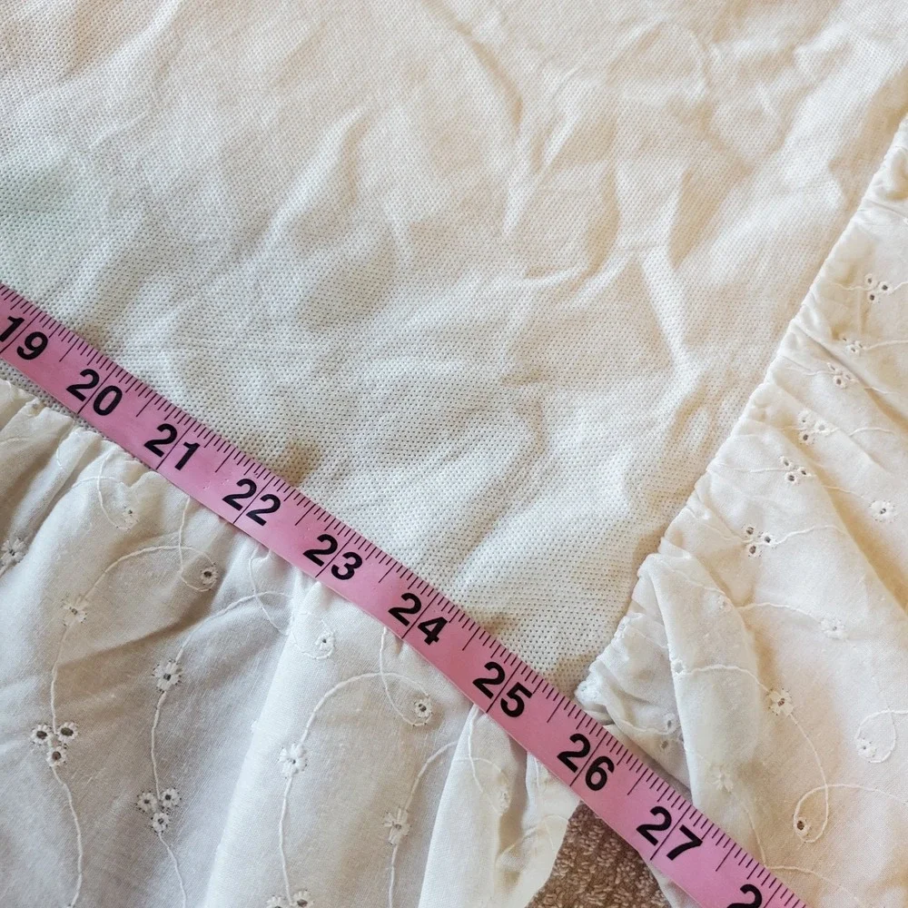Red‎ Calliope Crib Skirt White Eyelet Cotton 9